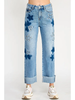 High Rise Star & Heart Patched Dad Jean