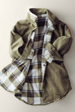 Reversible Cord Flannel Plaid Western Shacket