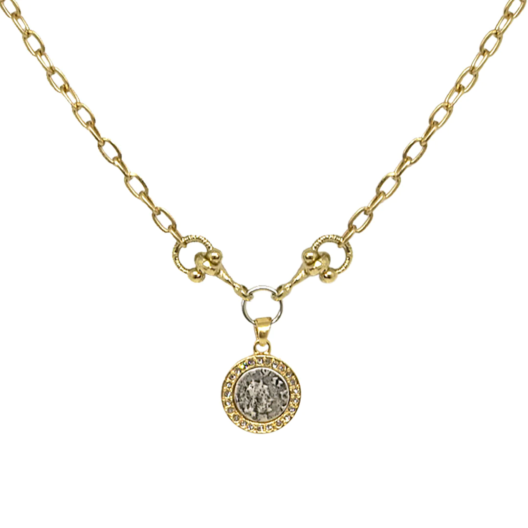 Gold Mini Coin and Horse Bit Necklace | 16-18