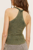 Nyla Mineral Washed Y Back Tank army back