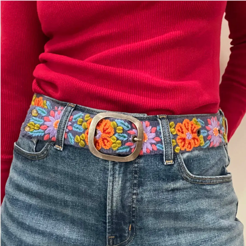 Jenny Krauss Prairie Flowers Floral Wool Belt styled