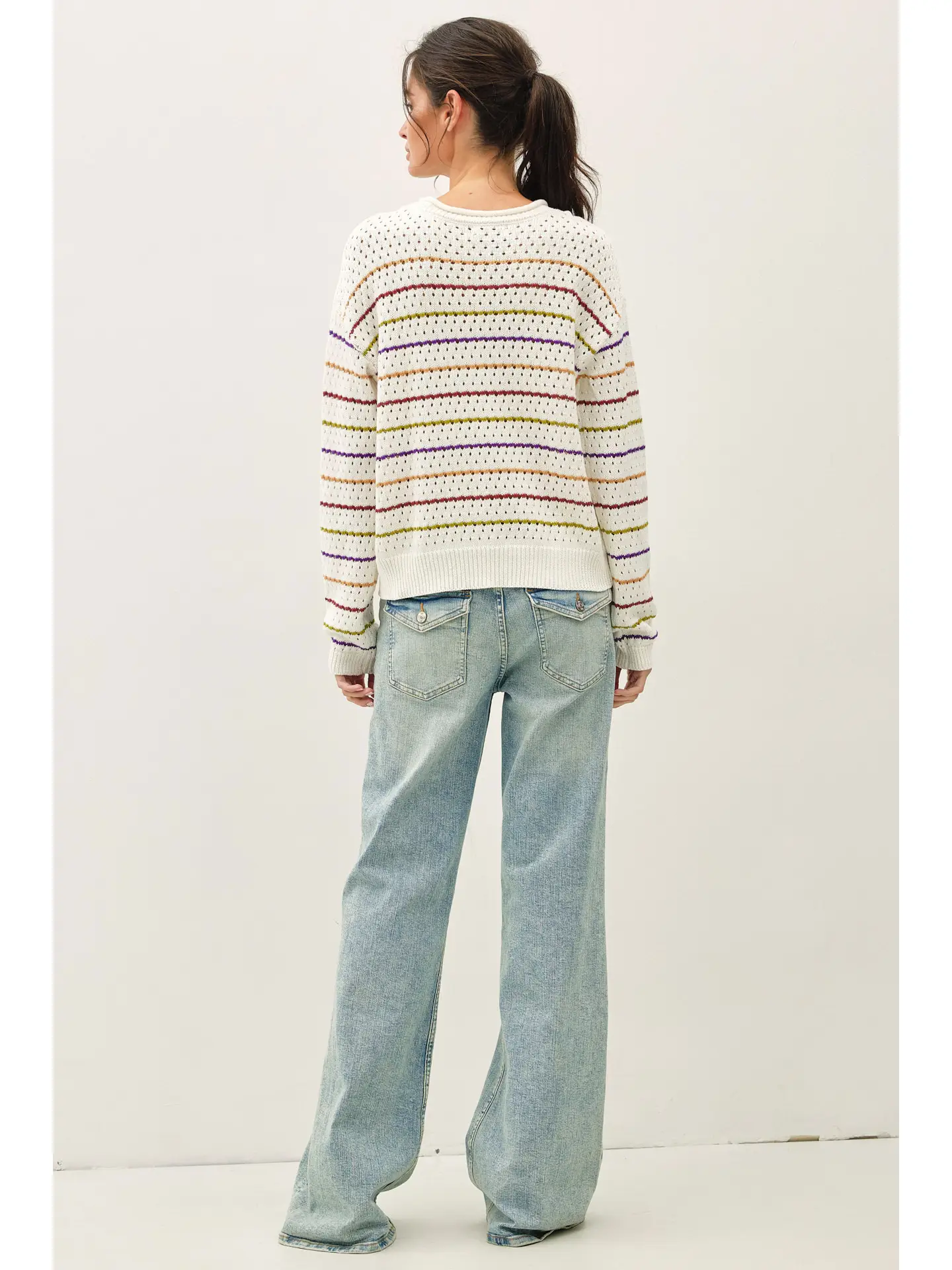 Multicolored Stripes Crochet Sweater