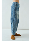 EMBROIDERED DETAIL COTTON BARREL PANTS