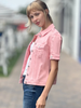 Puff Sleeve Denim Jacket rose side