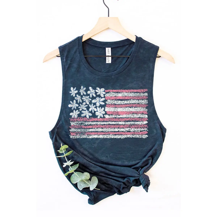American Flag Mineral Graphic Tank Top navy