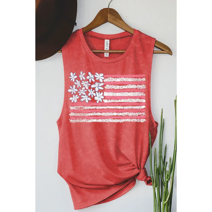 American Flag Mineral Graphic Tank Top scarlet red