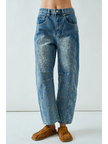 EMBROIDERED DETAIL COTTON BARREL PANTS