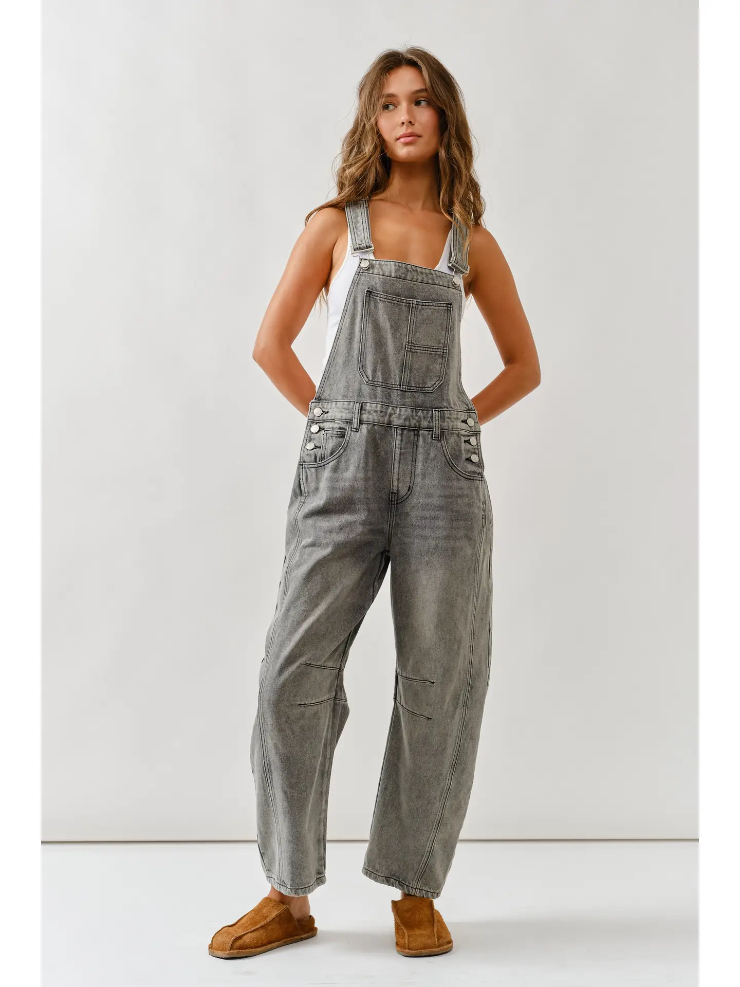 SLOUCHY RELAX FIT  OVERALL grey wash