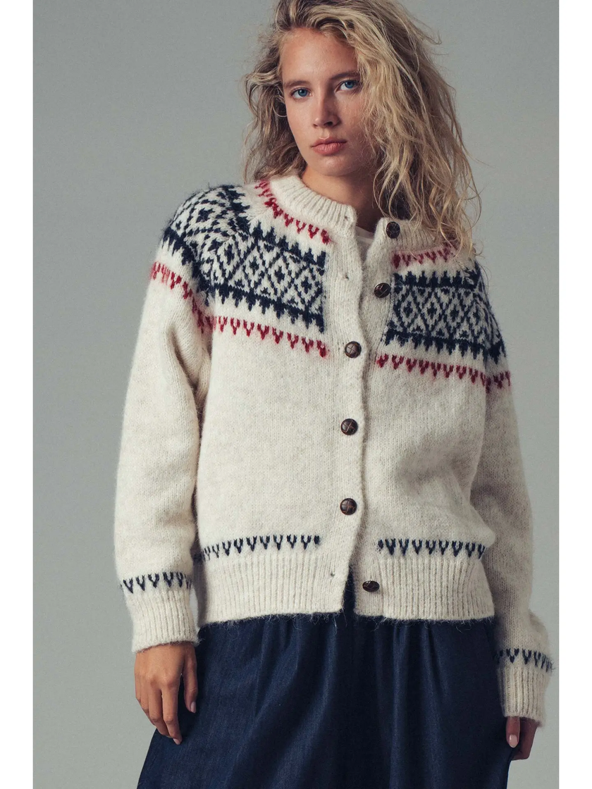 Nordic Fair Isle Wool Blend Sweater Cardigan