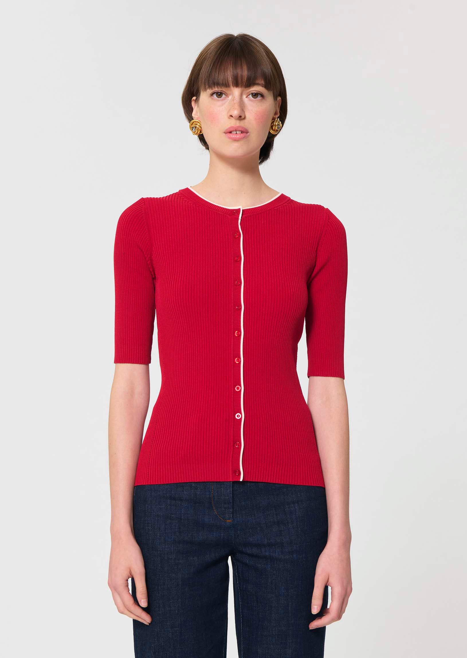 Gipsy Vest red ribbed knit