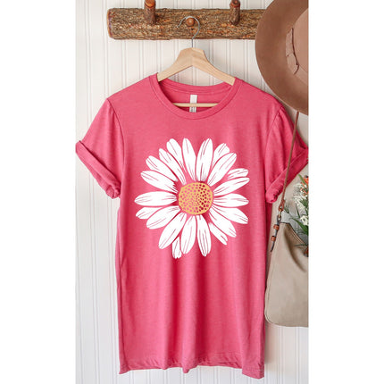 Blooming Daisy Graphic Tee Shirt heather berry