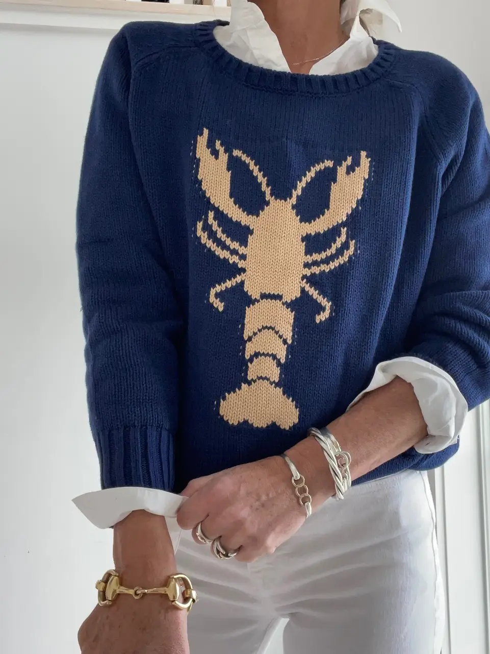 Chunky Campus Lobster Sweater Navy