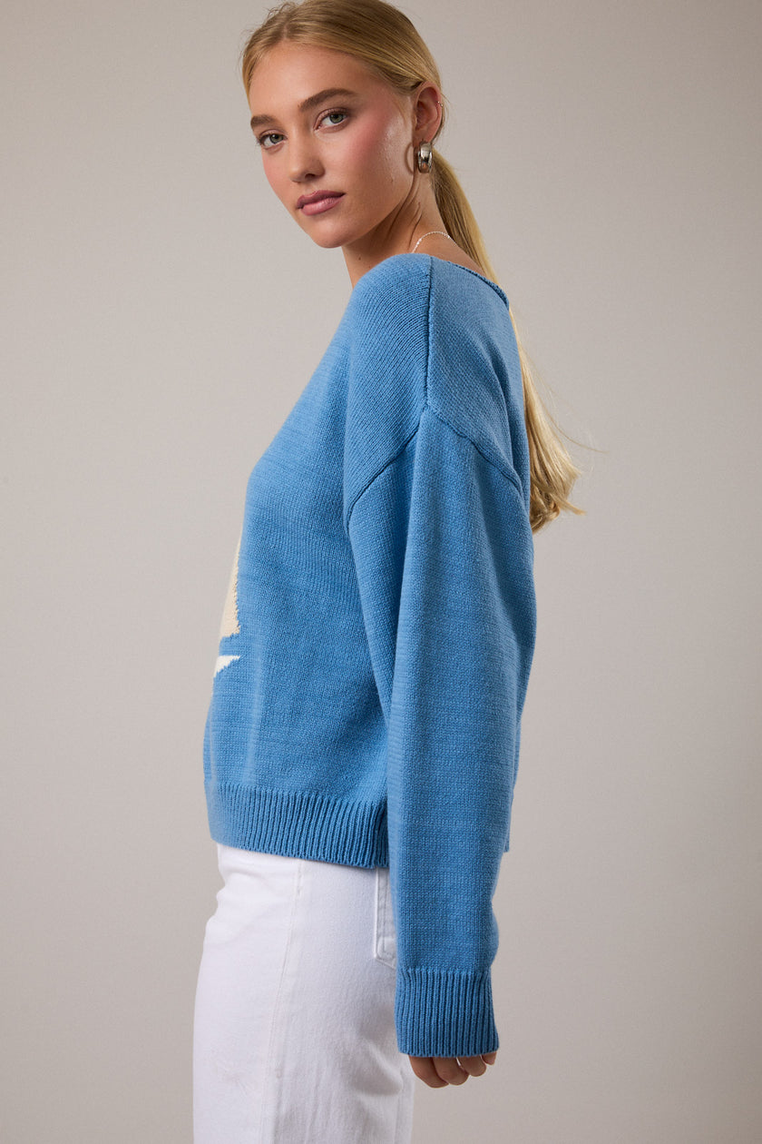 Sailor Boat Neck Sweater, blue-side