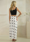 Danny Polka Dot Satin Skirt, white-back