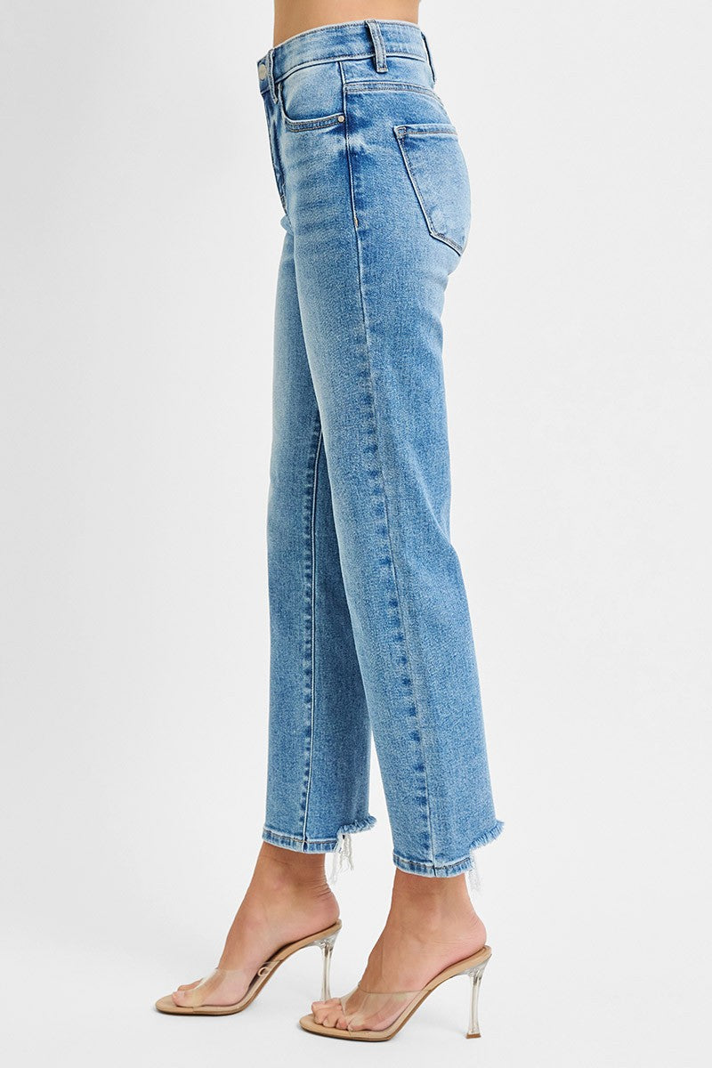 High Rise Crop Straight Jeans