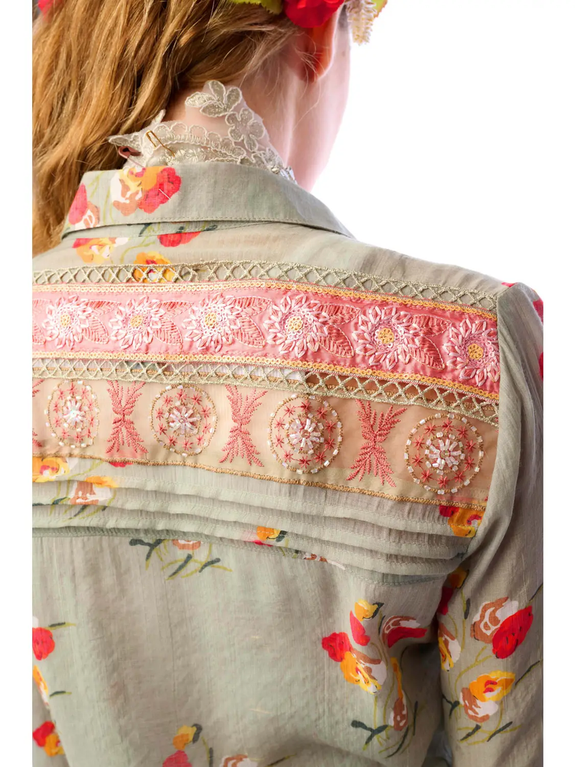 MIA GRACE SHIRT light olive floral
