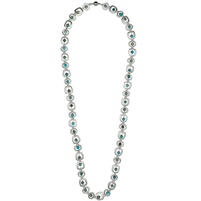 129-Turq-Long | Mod Necklace Turquoise Long 36