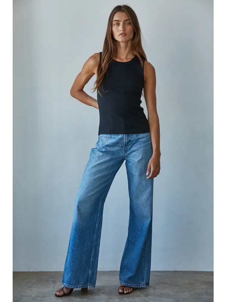 Knit Ribbed Round Neck Tank