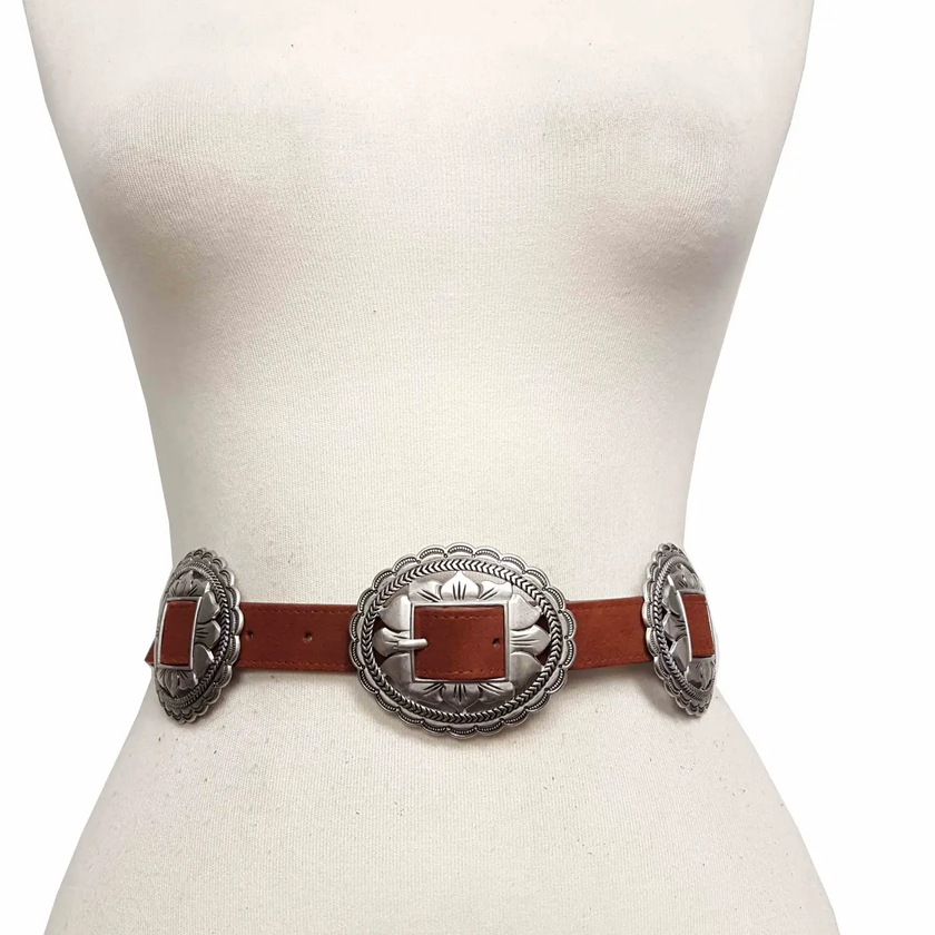  Genuine Suede Concho Belt brown on form