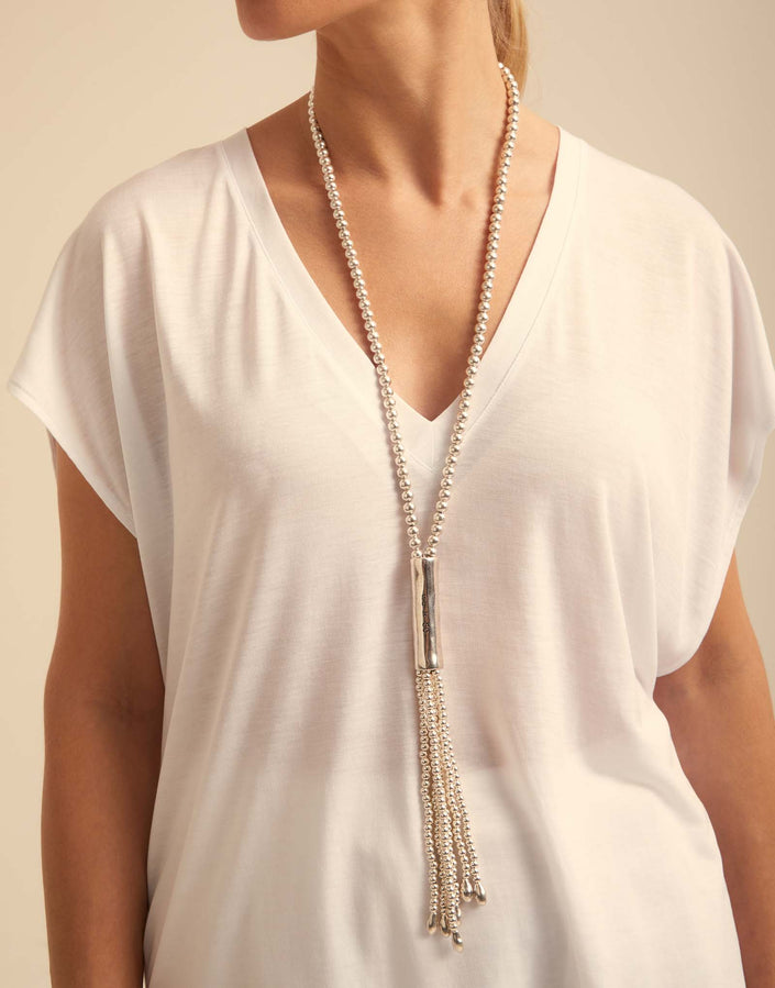 Sterling silver-plated whip necklace Clásicos collection