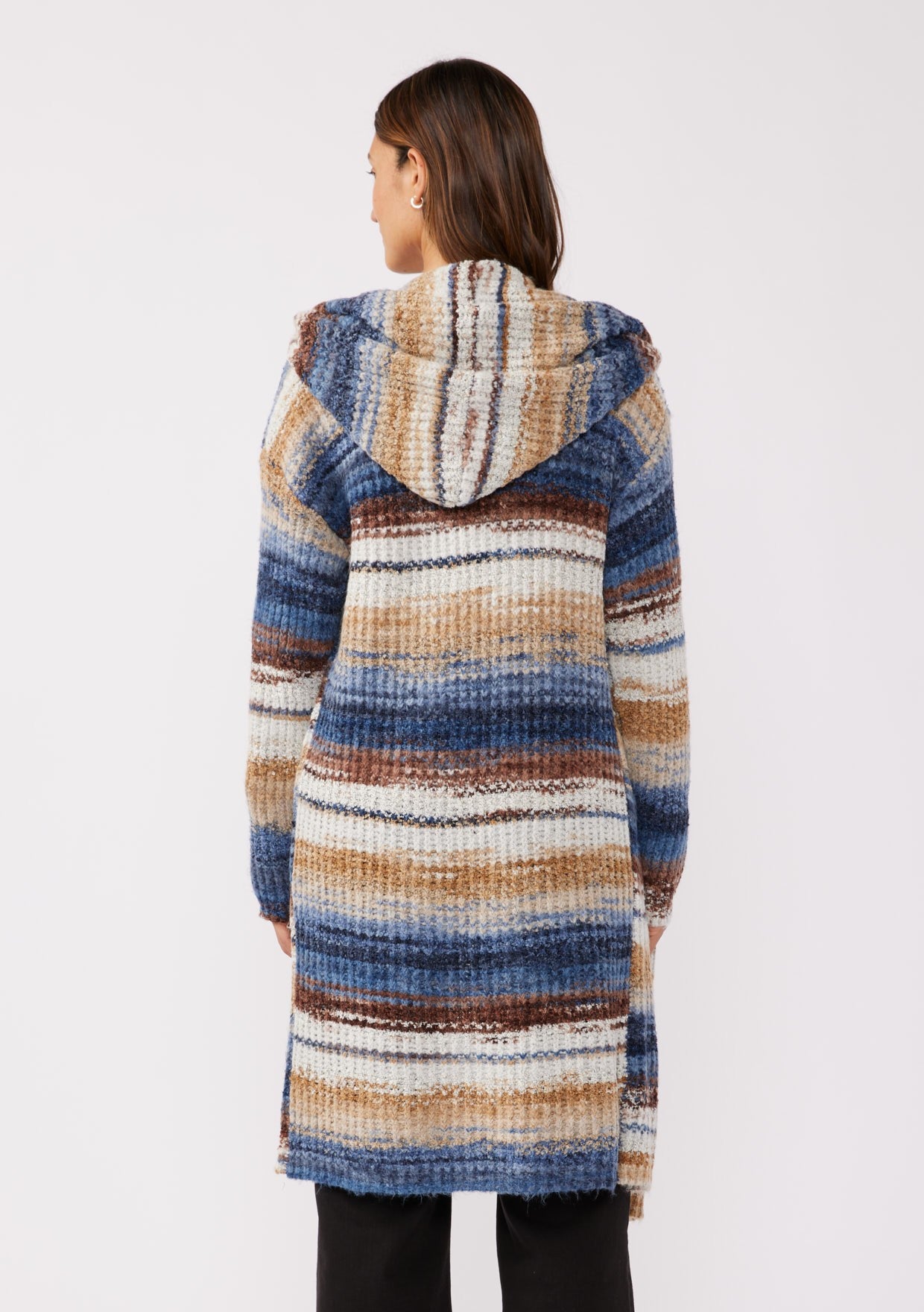 Knit Space Dye Long Sleeve Open Front Cardigan