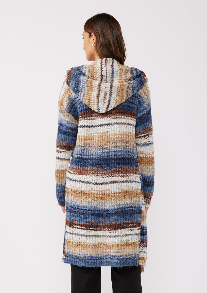 Knit Space Dye Long Sleeve Open Front Cardigan