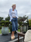 Sea Stripe Relaxed L/S Shirt, beachcomber blue-front