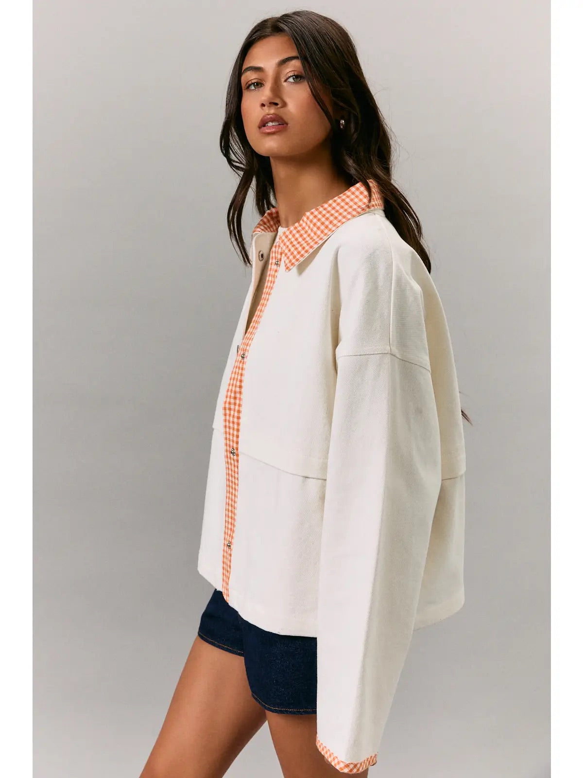 Jacket with Gingham Trim