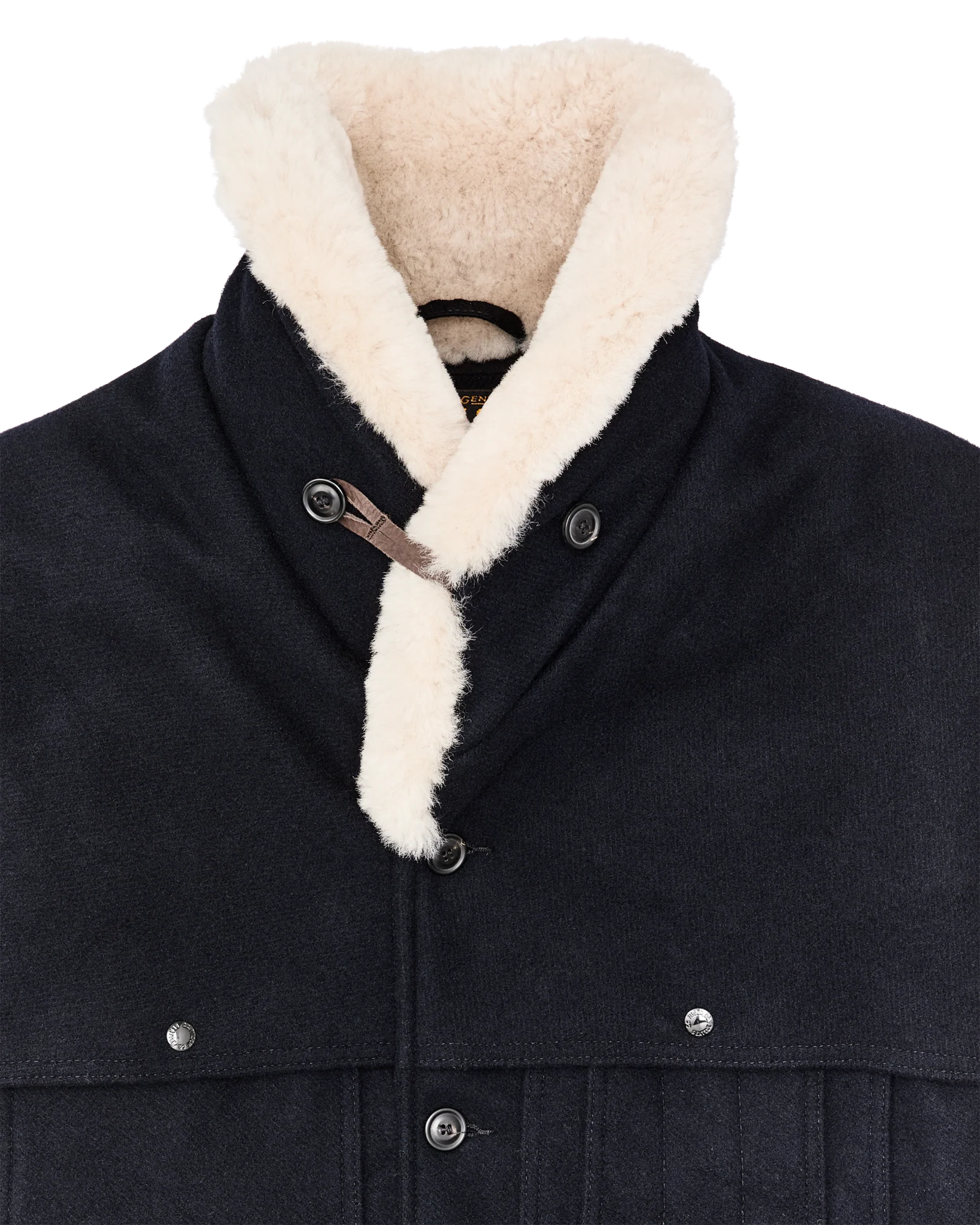 Filson Lined Wool Packer Coat navy stock cuff