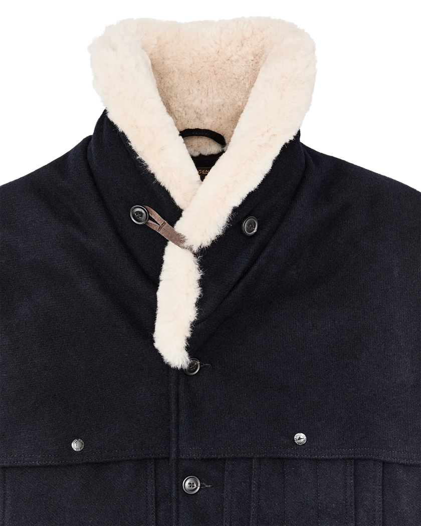 Filson Lined Wool Packer Coat navy stock cuff