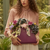 Floral Engravings Large Plum Tote styled