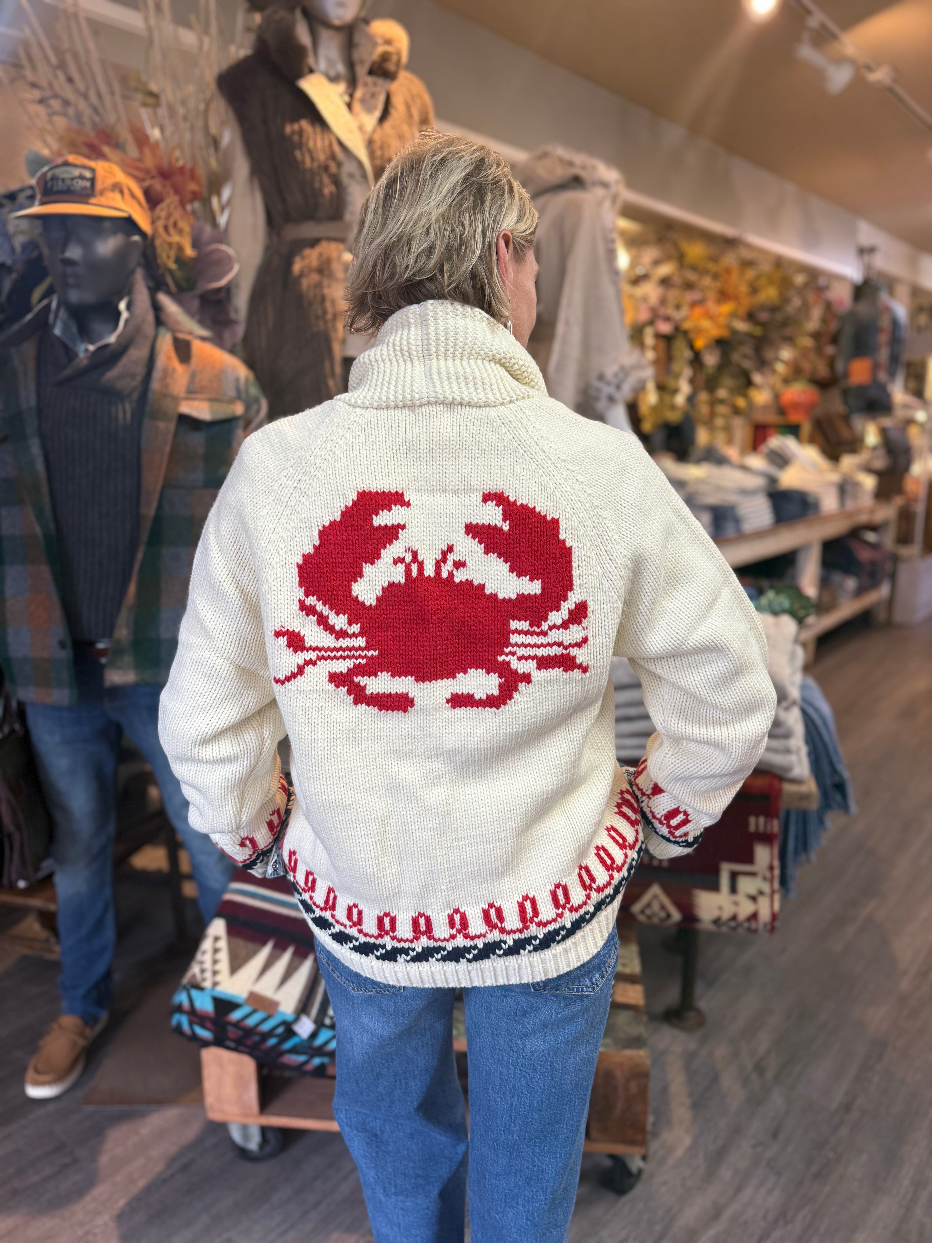 Pinch Me Crab Cardigan Cream back