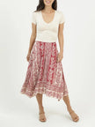 Hanky Hem Printed Midi Skirt Cinnamon