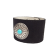 Genuine Suede Leather Cuff with Round Concho Black