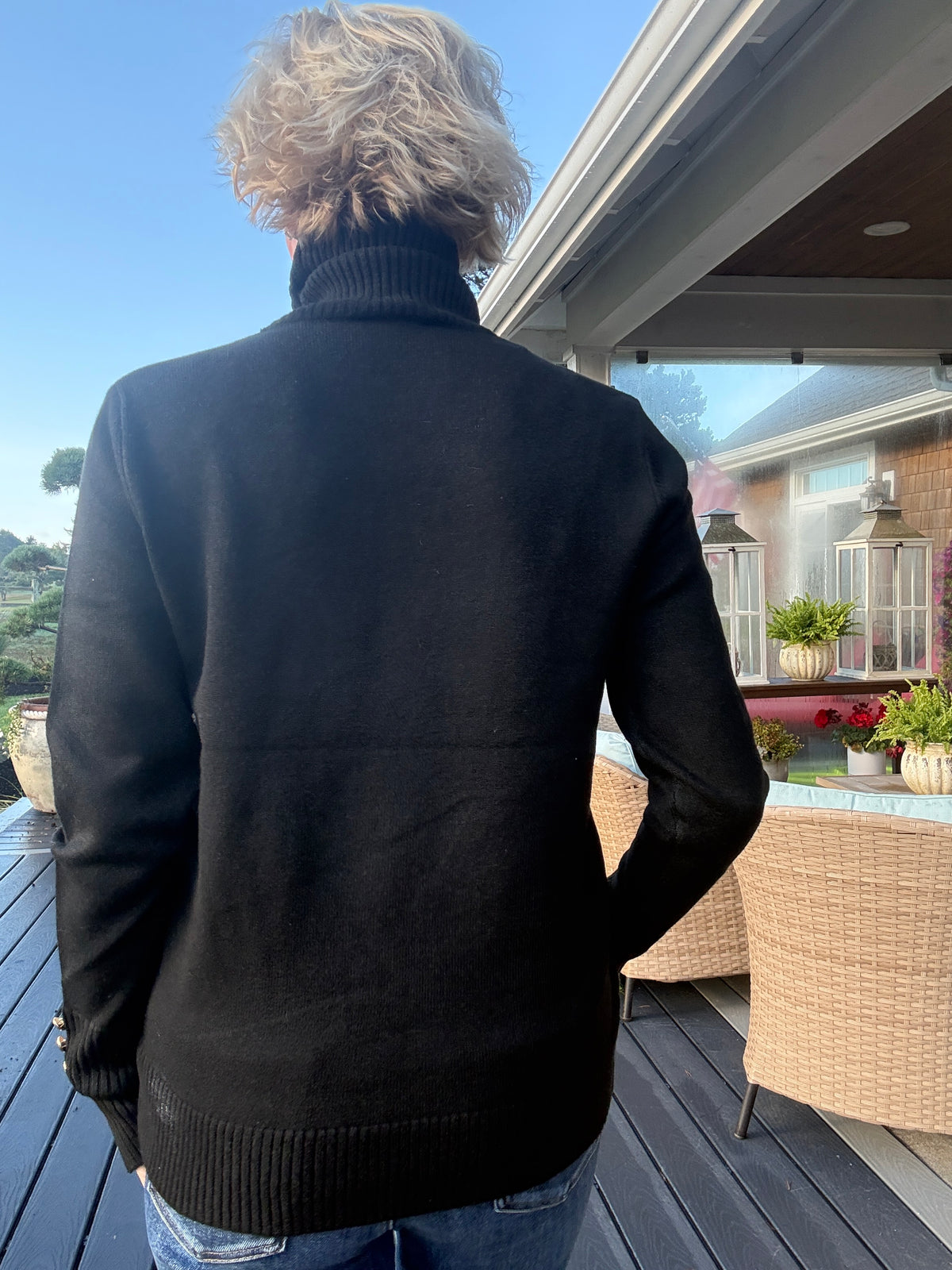 Pilot Knit Sweater, black-back