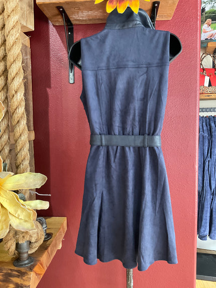 Faux Suede Belted Dress
