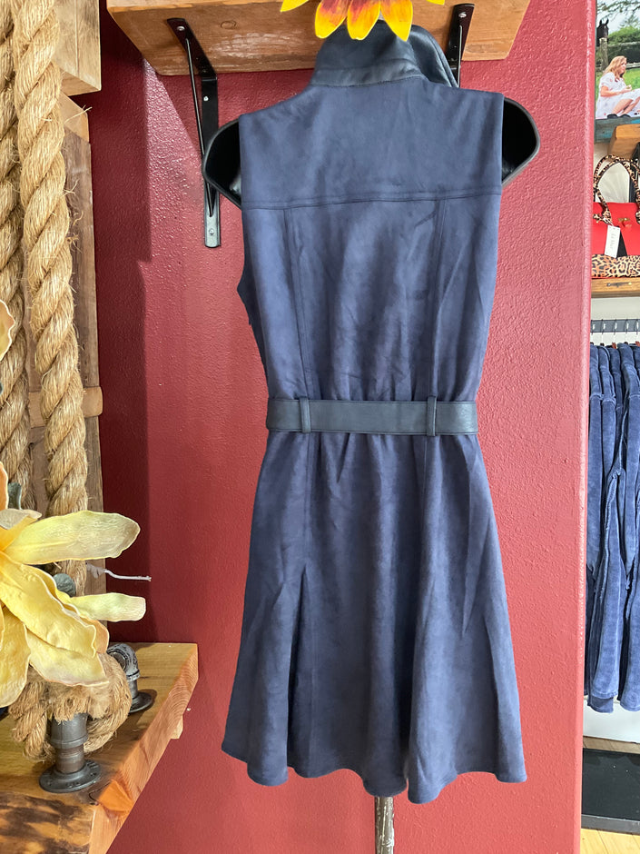 Faux Suede Belted Dress