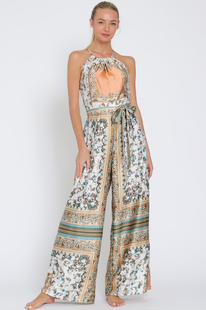 2 thin strap halter belted scarf front