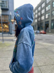 Bella Multi Embroidered Camper Hoodie profile with hood up