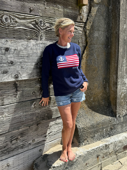 Oregon Anchor  Flag Sweater Navy