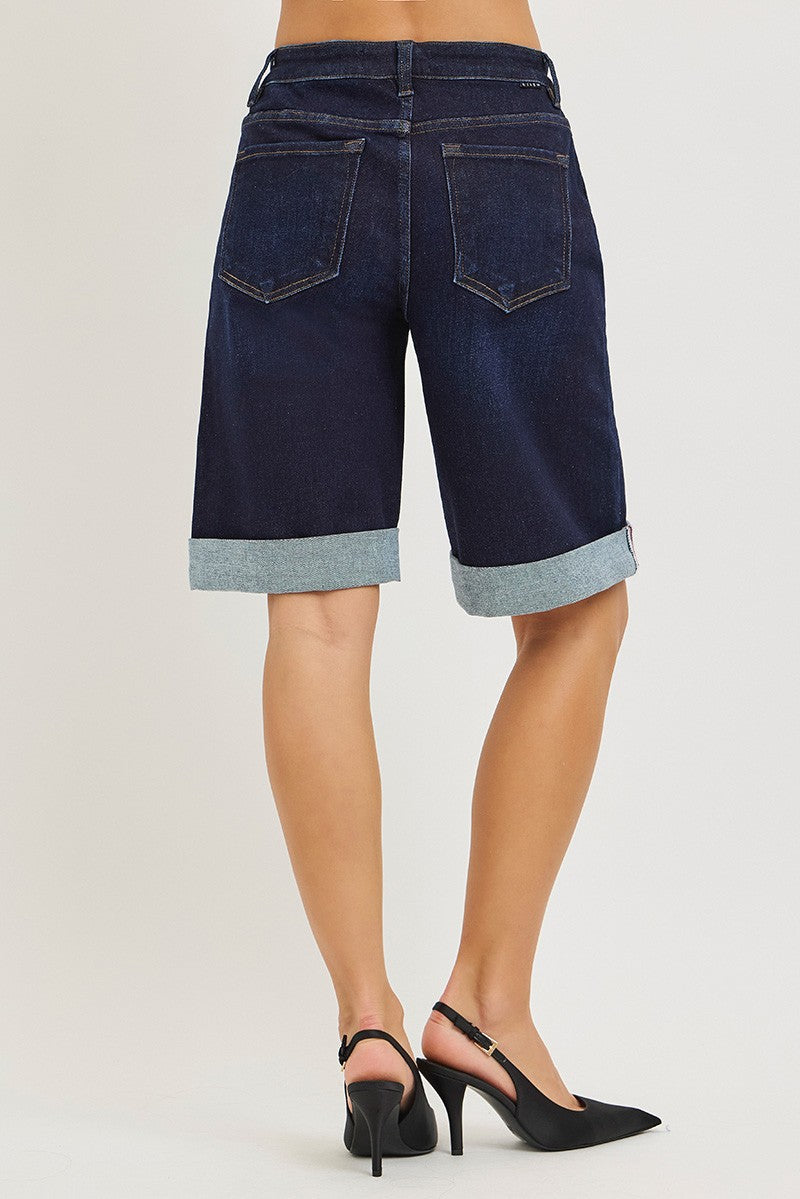 Slouchy Cuffed Hem Jorts back