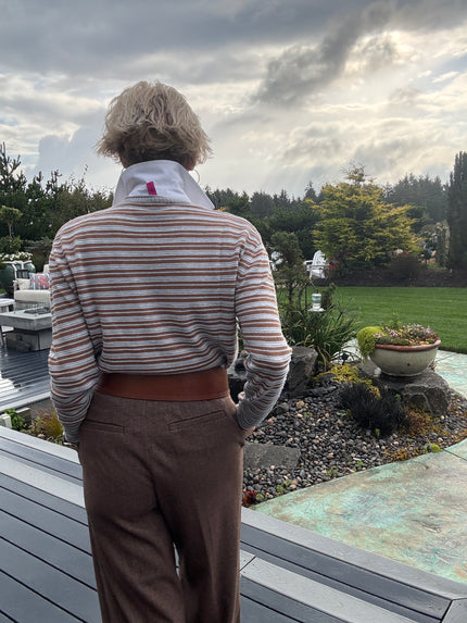 Textured Stripe Sweater Crew, marl-back