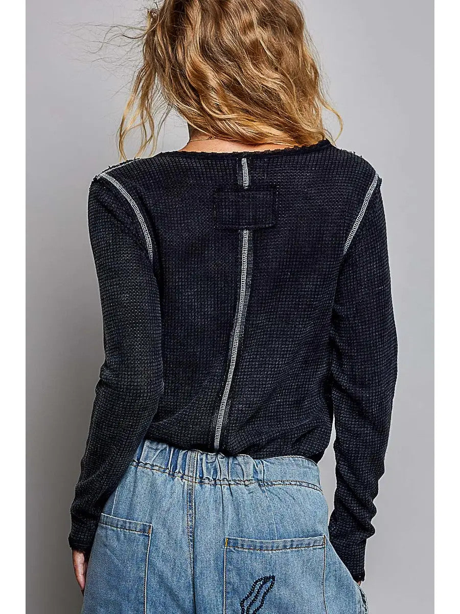 Bobbi Vintage Overlock Trim Knit Top
