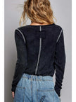 Bobbi Vintage Overlock Trim Knit Top