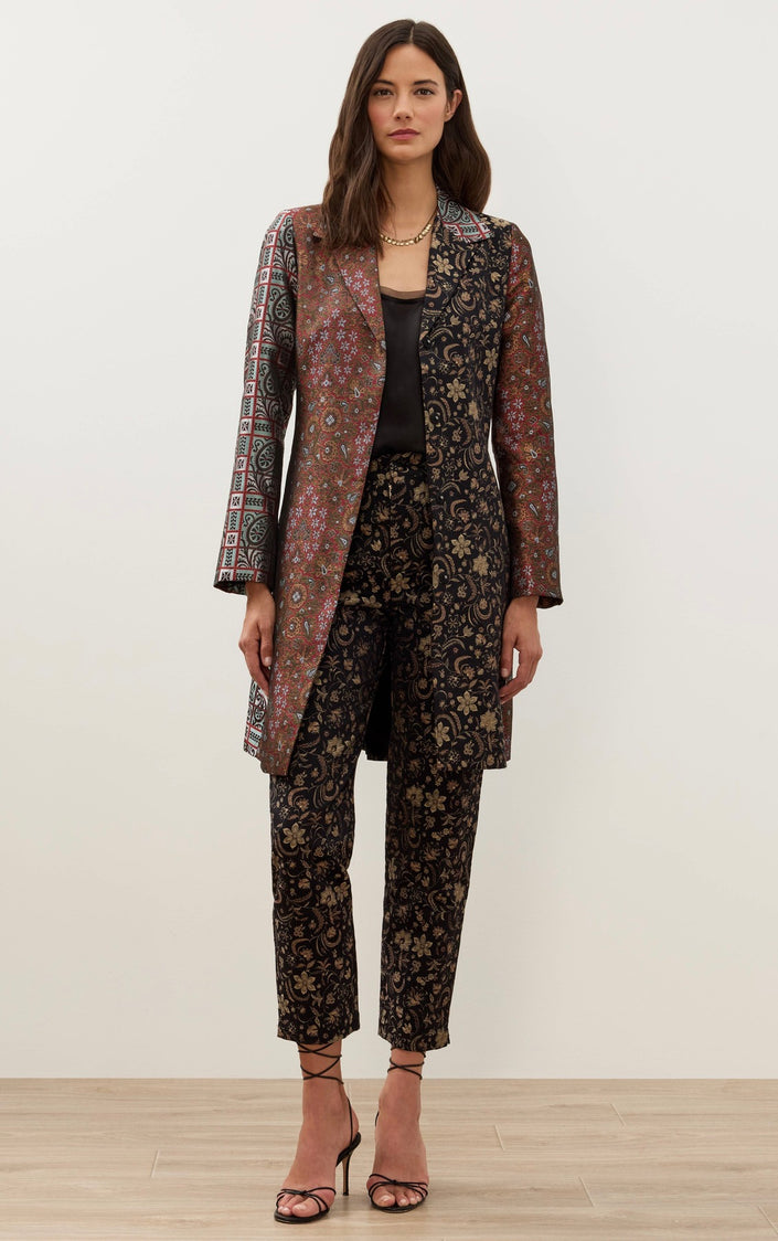 Johnny Was Limited Edition Jacquard Coat, black-front
