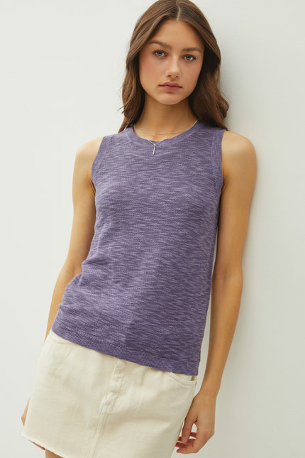 Mindy Sleeveless Round Neck Slip Knit blueberry