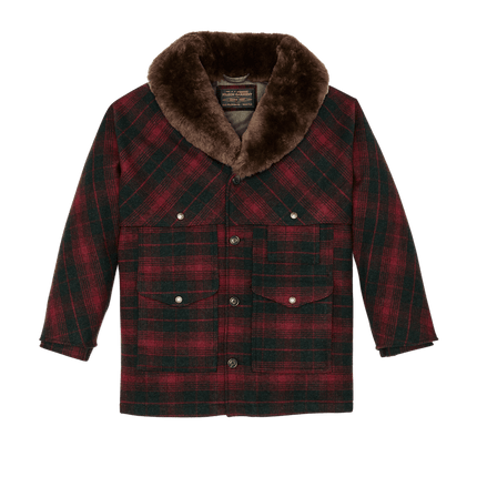 Filson Lined Wool Packer Coat Red and black stock image front