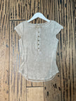 Connie Ribbed Button Top, mocha-front