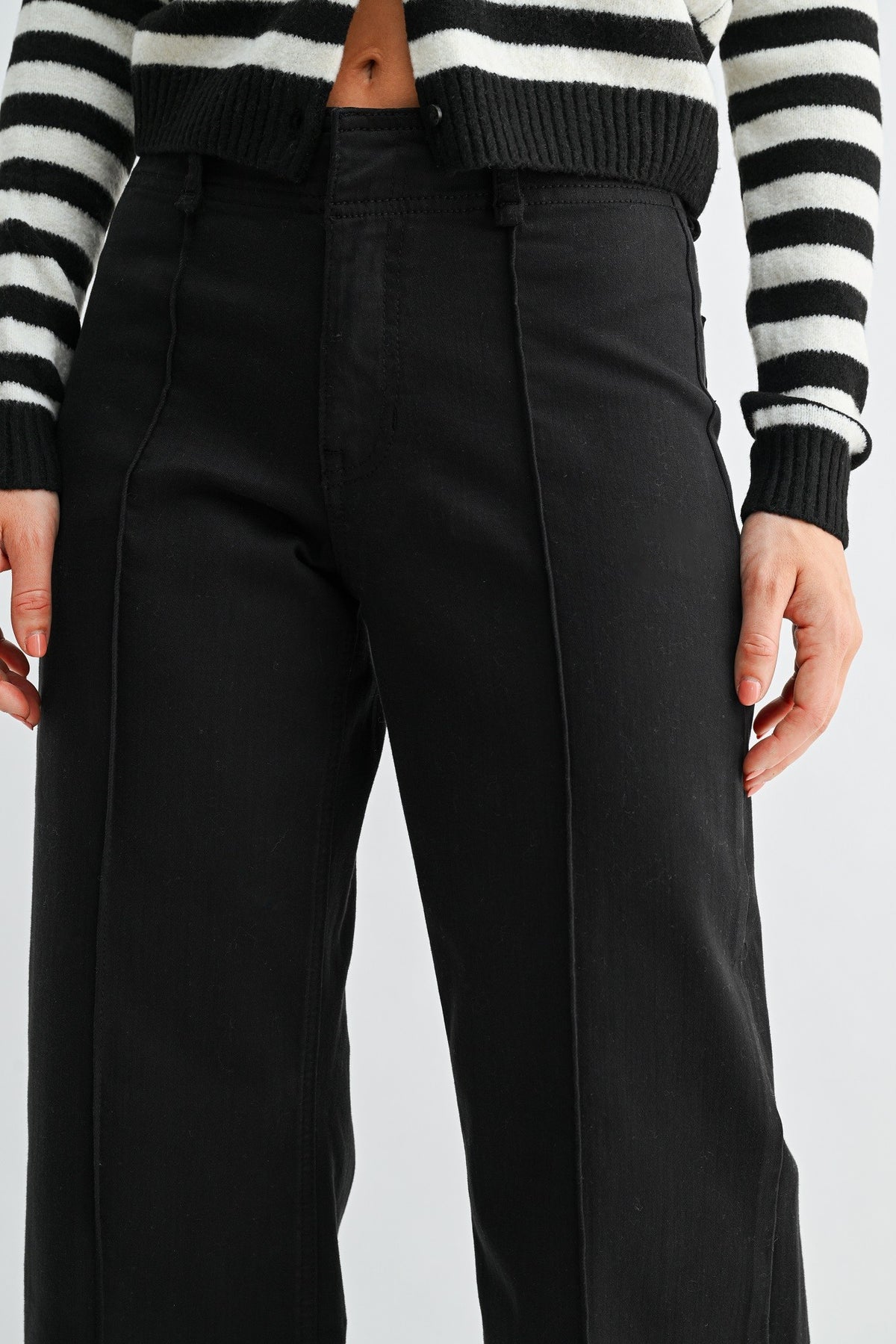 TWILL WIDE LEG TROUSER PANT