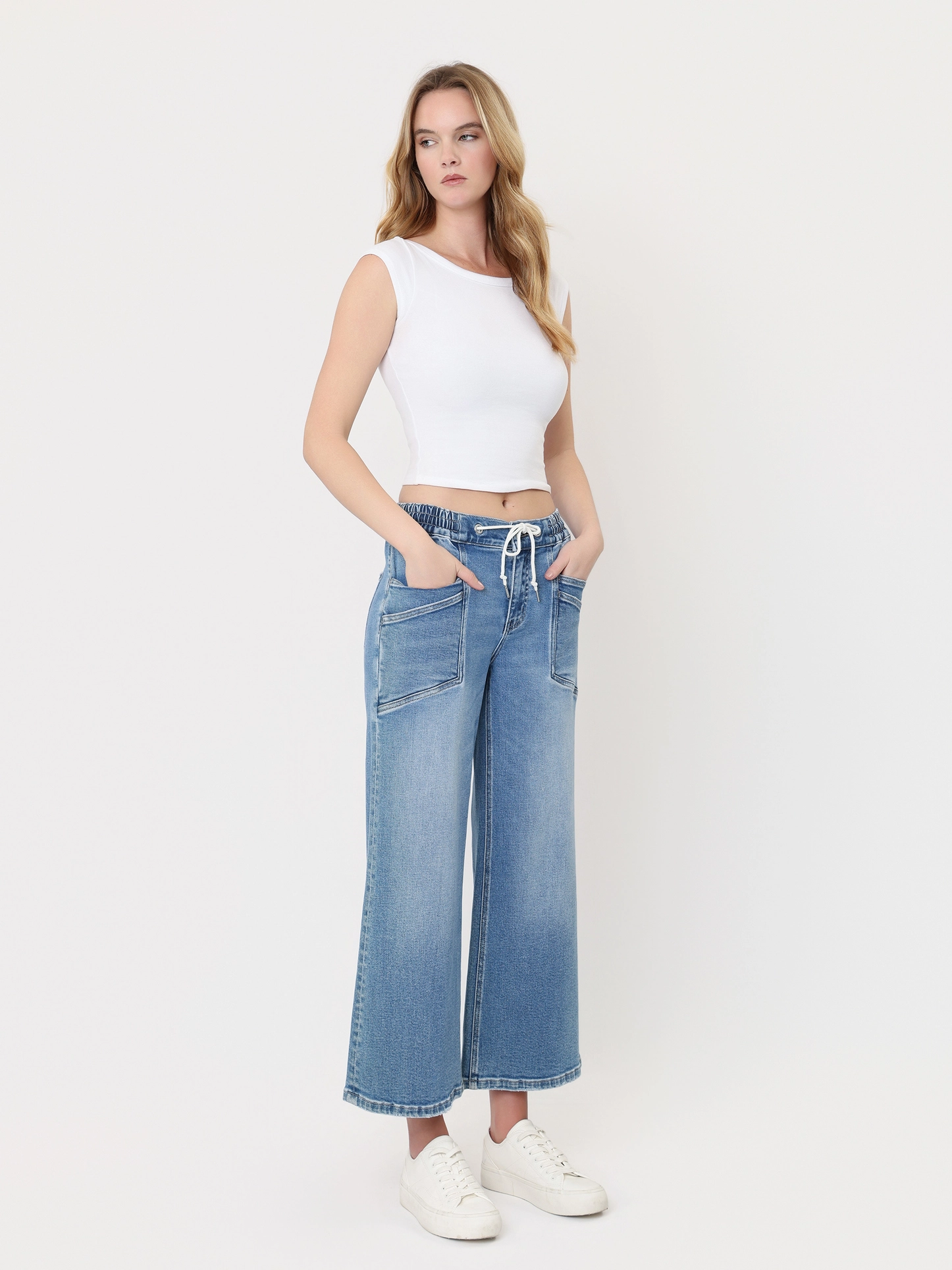 High Rise Drawstring Wide